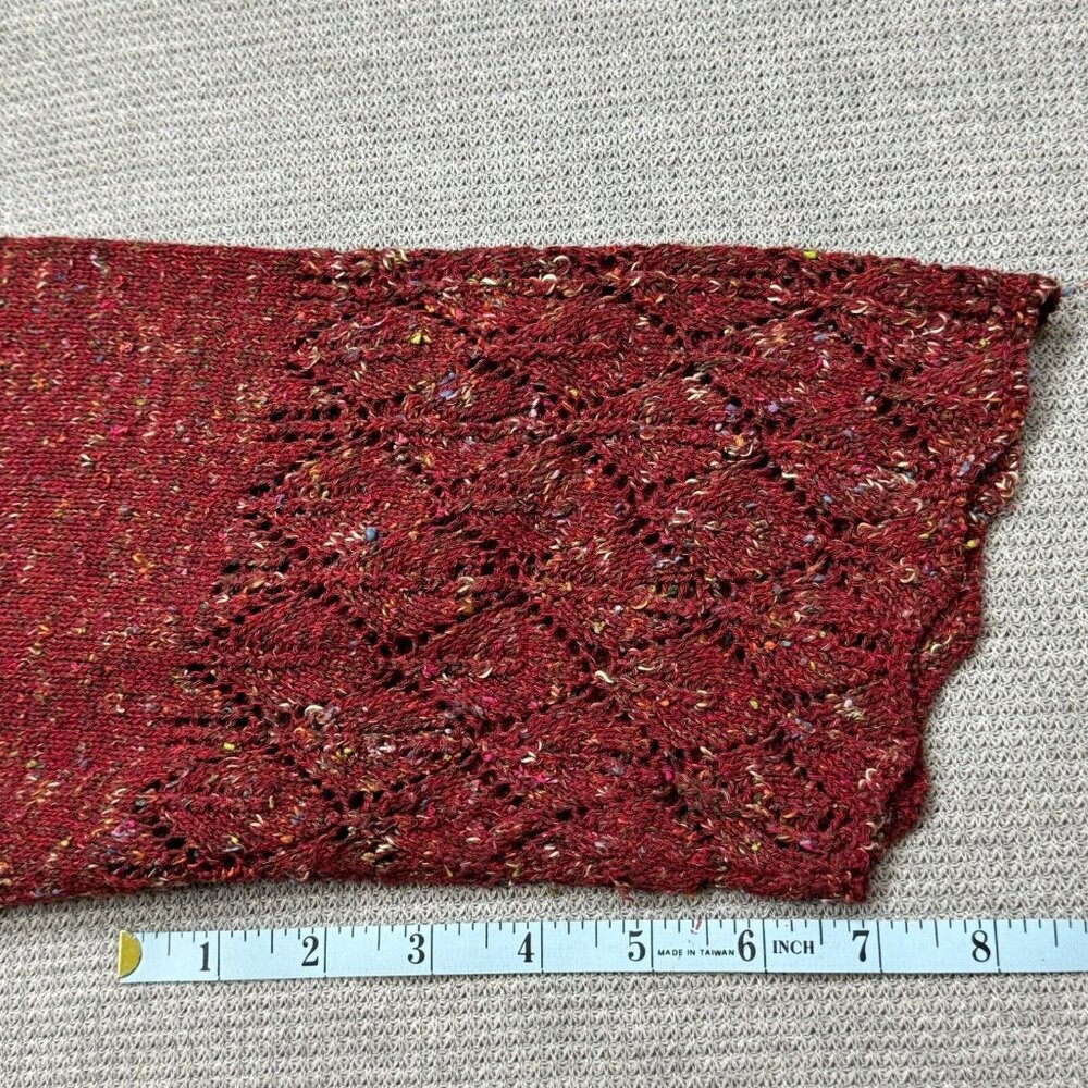 CJ Banks Cardigan Sweater Womens Sz 1X Rust Burgundy One Button 3/4 Sleeve Lace - Picture 15 of 16